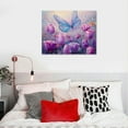 thumbnail image 4 of Shiartex Floral Wall Art Decor Purple Blooming Flower Pictures Prints on Canvas for Living Room Abstract Painting Decor for Bedroom Bathroom Butterfly Artwork for Home , Ready to Hang 20x16/16x12 in, 4 of 4