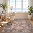 thumbnail image 3 of Design&I 5'x7' Washable Area Rug Snag-Free, Skid-Resistant Pink Blush Stepped Border Geometric Pastel Taupe Mauve Argyle for Dining Room, Under Table, Home Office, 3 of 7