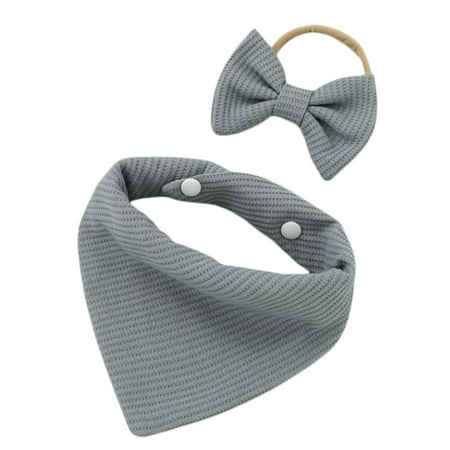 

Binpure Babies Bib and Bowknot Headdress Double Side Cotton Saliva Towel for Toddler Girls