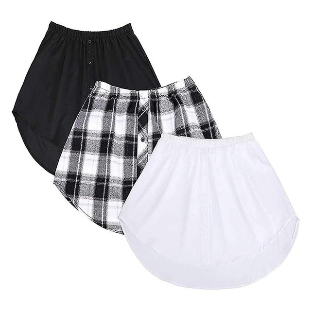 Solid Shirt Extenders Adjustable Layering Fake Tops Lower Sweep Hem With Elastic Waist