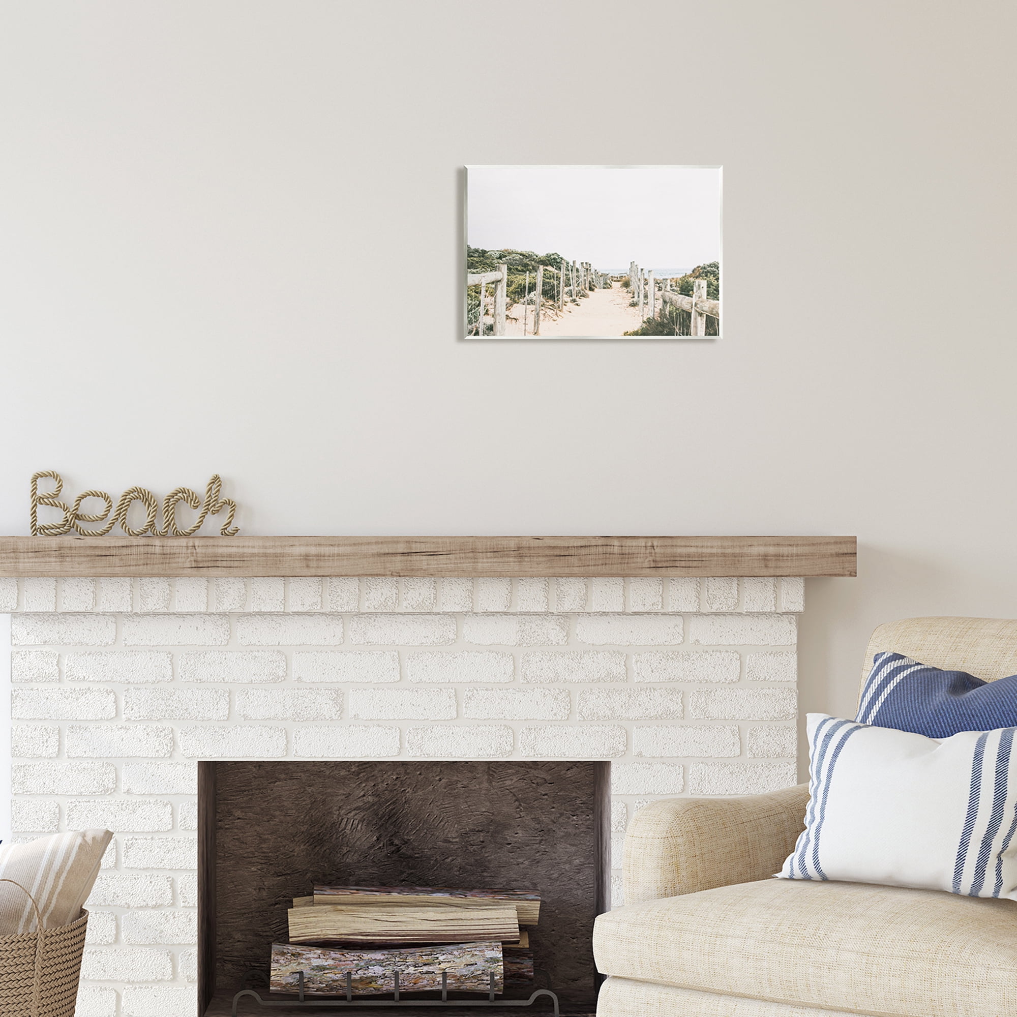 Stupell Industries Sandy Beach Boardwalk Landscape Coastal Photography Unframed Art Print Wall Art