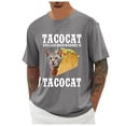 thumbnail image 3 of Tshirts Shirts for Men Taco Cat Printed Casual Short Sleeve Graphic Tees Soft Loose Lightweight Fit Comfortable Crew Neck Men's Shirts Grey XXXXL, 3 of 5