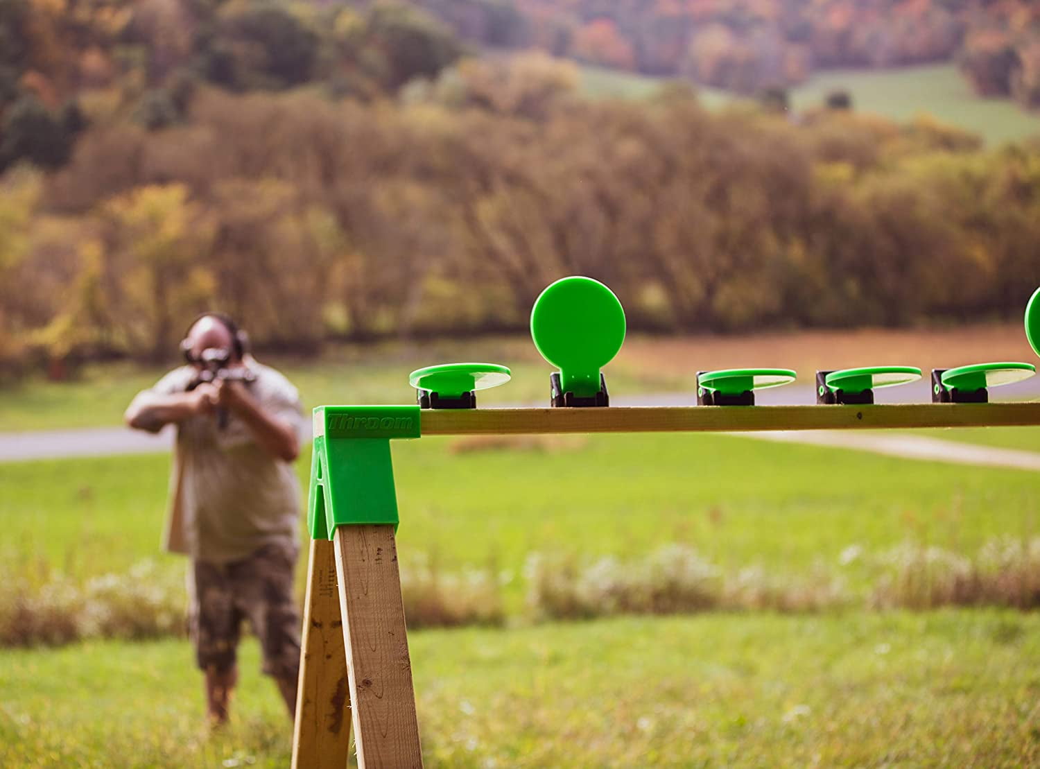 Throom Targets Knockdown Plate Rack 8in Round Target Kit, Green,