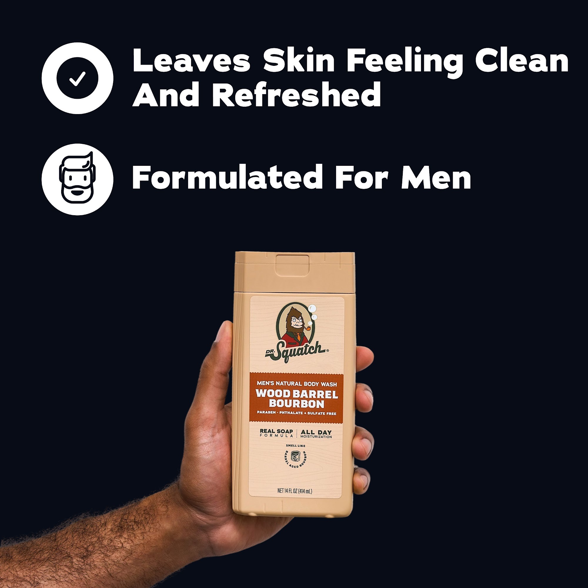 Dr. Squatch Wood Barrel Bourbon Body Wash, 14 fl oz photo 2