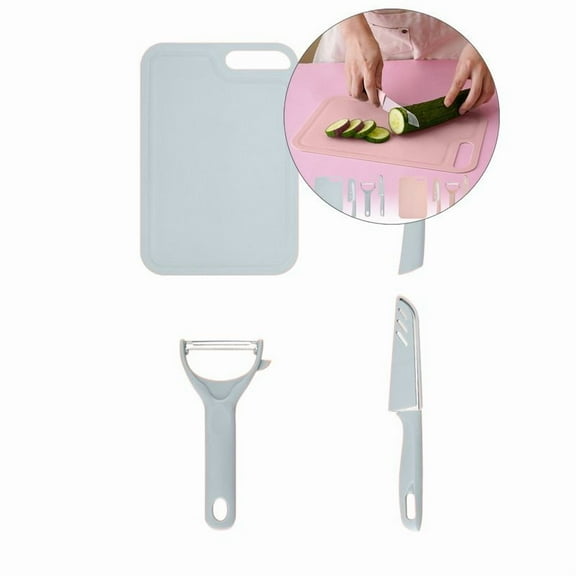Yoloke Portable Kitchen Knife Set with Chopping Board - Stainless Steel, Includes Paring Knife, Vegetable Knife, Scissors, and Hanging Hook for Easy Storage