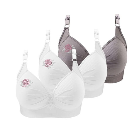 Pavied Bras for Older Women Push Up Bra Seamless Bras Sports Bras For Women 2024 Comfortable No Underwire Bra Adjustable Strap Breathable Soft Bras Wireless Bras Underwire Bras Silver M