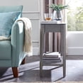 thumbnail image 3 of Leick Home 11105-GR Obsidian Glass Top Narrow Side Table with Shelf, Smoke Gray and Black Glass, 3 of 13