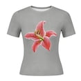 thumbnail image 4 of Perfectbot Women’s Floral Print Cropped T-Shirt, Short Sleeve Lily Graphic Baby Tee, Casual Summer Top, 4 of 6