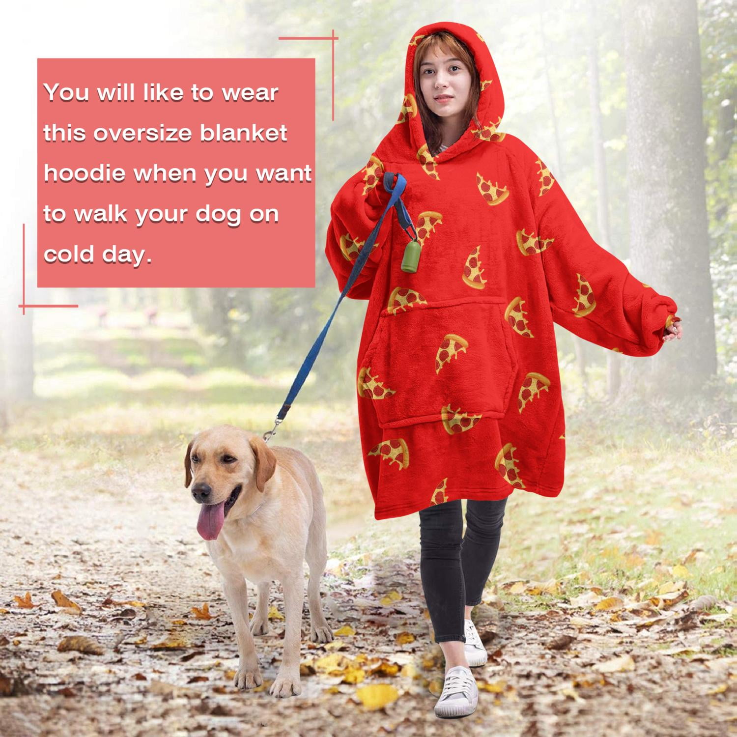 Pizza Blanket Hoodie Wearable Blanket Hoodie for Adults Sherpa All Patterns Oversized Sweatshirt Blanket with Pockets