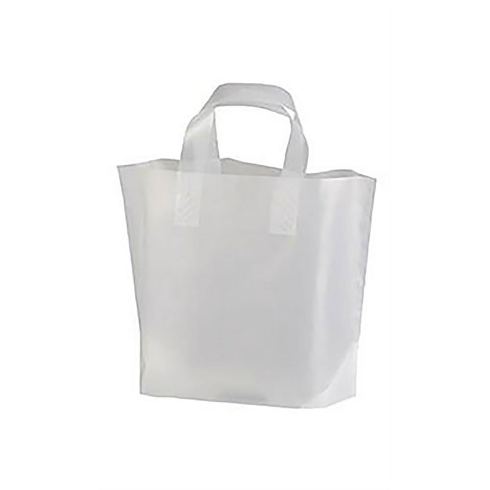 Recycled Clear Frosted Plastic Shopping Bags - (12