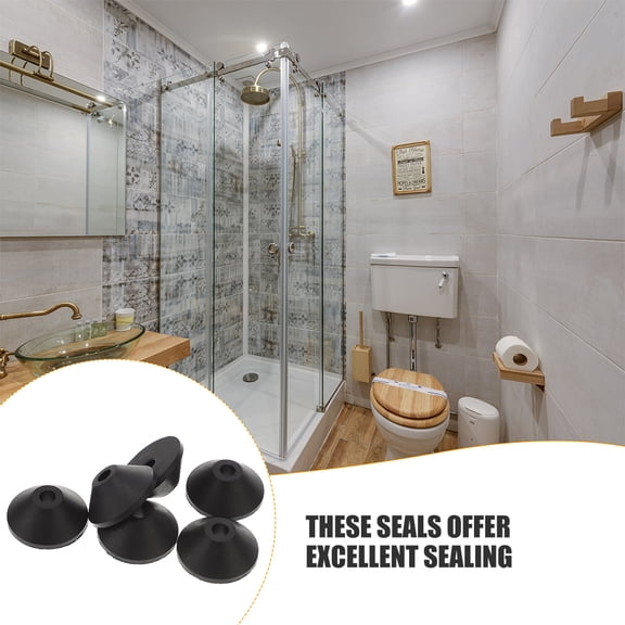 Hemobllo Toilet Bowl Gasket Black Rubber Conical Washers Easy Install for Home 10Pcs