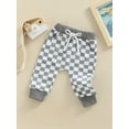 thumbnail image 3 of Qmyliery Toddler’s Casual Long Pants Fashion Checkerboard Printed Tie-up Mid-waist Trousers with Pockets,0-3 Years, 3 of 7