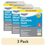 (3 pack) Equate Nicotine Uncoated Gum 4 mg, Original Flavor, 220 Count, Compare to Nicorette® Gum Active Ingredient
