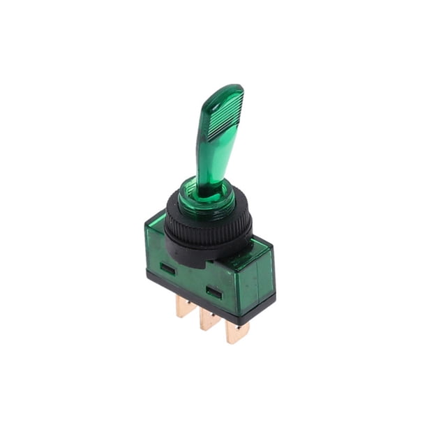 Monstrate Interruptor de palanca de coche ABS, reemplazo portátil modificado, actualización de 3 pines, 2 engranajes, interruptores Adaptadores de corriente Verde