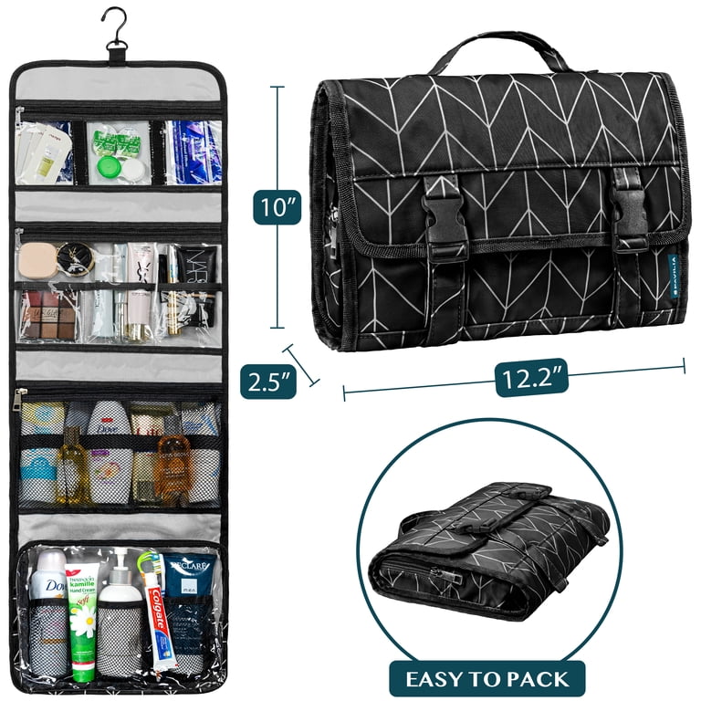 Pavilia Hanging Toiletry Bag, Extra Large, Black Chevron photo 2
