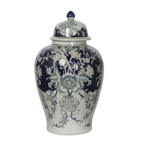 Large Bryn Blue Ginger Jar With Floral Print D13.5X23"