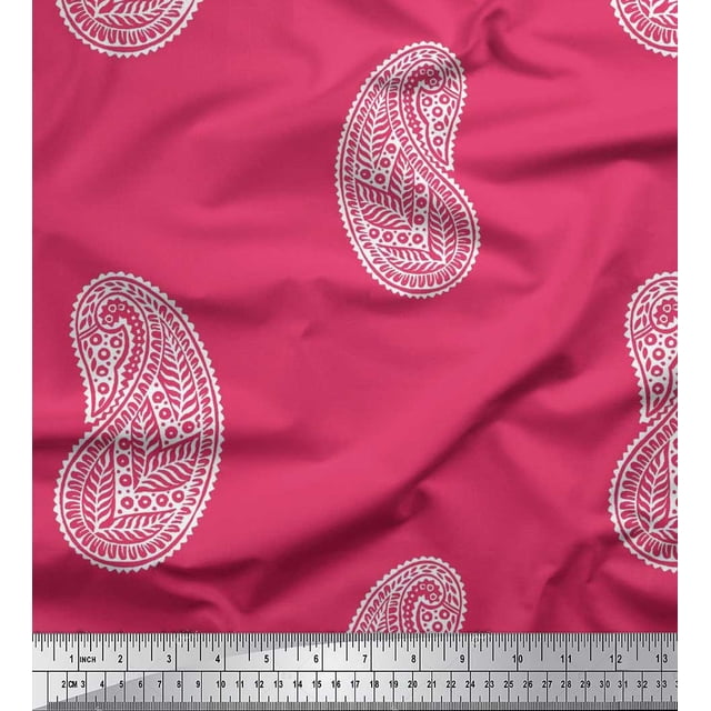 Soimoi Modal Satin Fabric Paisley Block Decor Fabric Printed Yard 42 Inch Wide