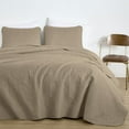 thumbnail image 2 of Chezmoi Collection Luca 3-Piece Oversized Bedspread Set, King Size, Taupe, Summer Quilt Lightweight Microfiber Bedspread 118 x 106, Floral Medallion Pattern Coverlet for All Season, 2 of 9