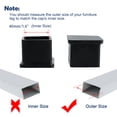thumbnail image 3 of Uxcell 10 Pcs Capuchón Protector de Pata de Mesa Cuadrado Negro 40mm x 40mm, 3 of 7