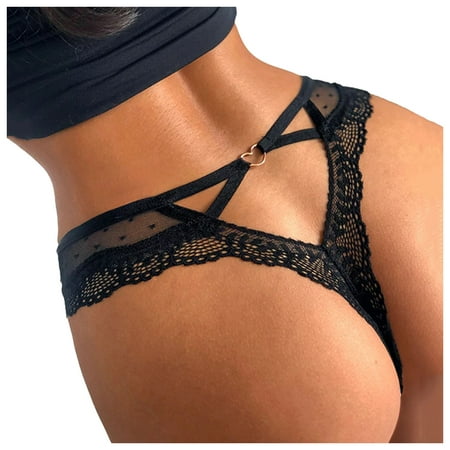 

Female Thongs G-Strings Lace Black L Hipsters 3 Pack