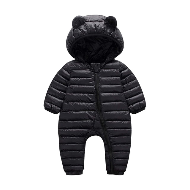 MeetoTime Baby Clothes Jumpsuits Hooded Solid Color Fall Winter Down Padded Newborn Infant Rompers Crawling Clothes