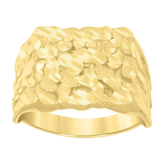 10kt Yellow Gold Mens Nugget Fashion Ring 3.7 Grams Height 12.4MM X 12.4MM Width