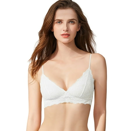 

Varsbaby Women’s Double Lace Wirefree Bras Thin Straps Bralette
