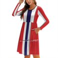 thumbnail image 1 of Nart Robe à Encolure Carrée à Rayures de l'Équipe de Course Nord-Américaine Robe d'Été Douce pour Femmes Imprimé Élégant à Licou, 1 of 5