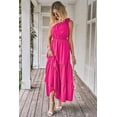 thumbnail image 7 of PRETTYGARDEN Women's Summer Floral One Shoulder Maxi Dress Knot Ruffle Boho Beach Vacation Wedding Guest Long Sun Dresses, 7 of 7