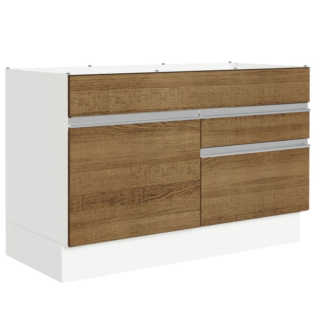 Mueble de Cocina Madesa Glamy 120 x 60 cm 1 Puerta 2 Cajones Blanco/Marrón