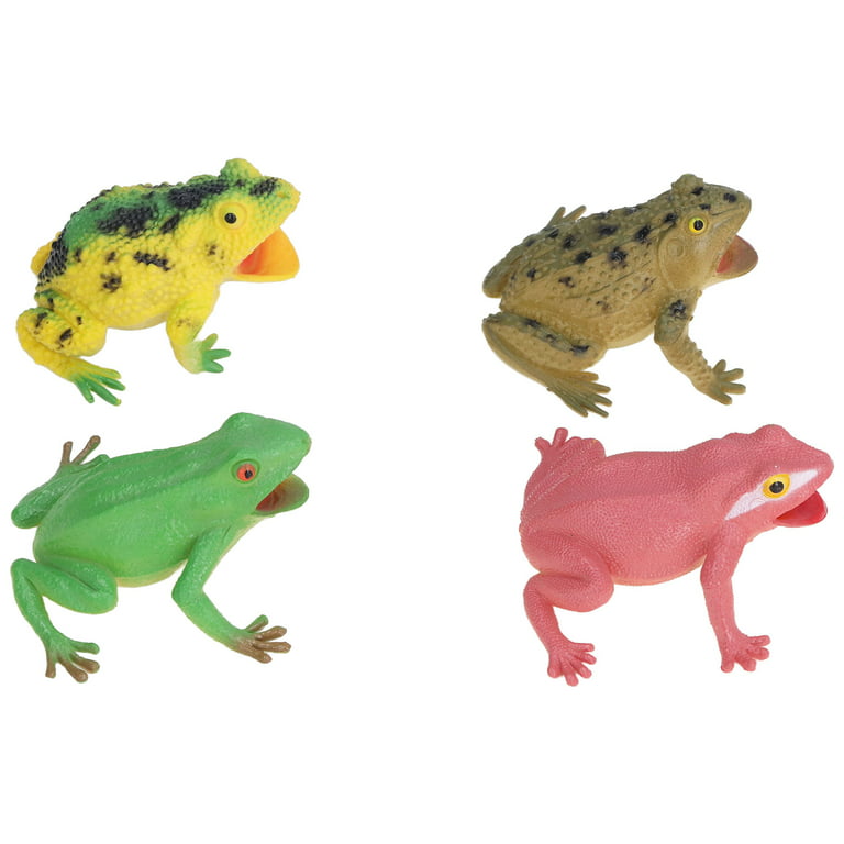 Realistic Frog Squeeze Toy, 4 Pcs Vinyl Frog Model Kids Stress