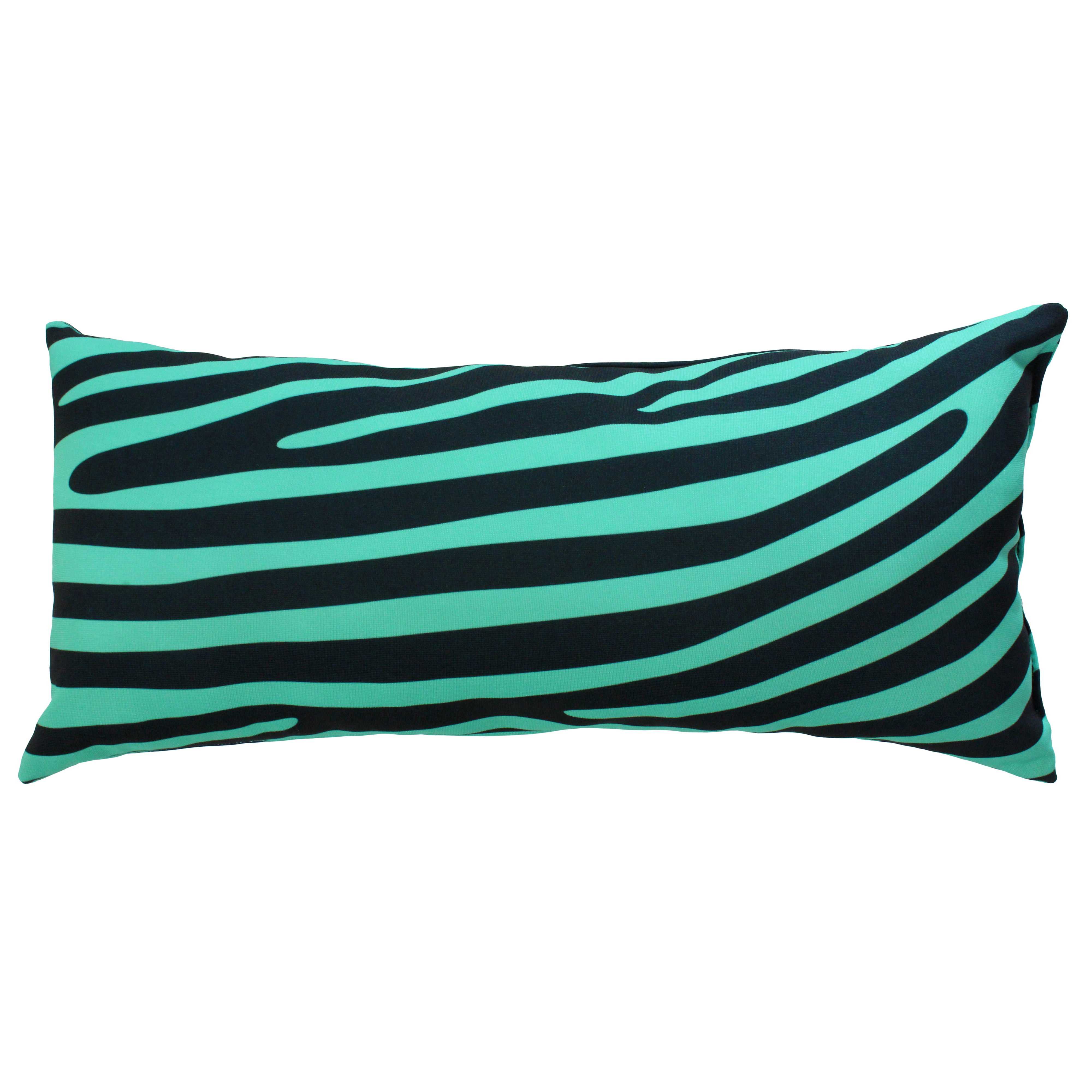 Everything Comfy Zebra Print Decorative Pillow, 16x6 Inch, Teal/Black,