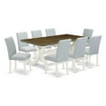 thumbnail image 6 of East West Furniture 9-Piece wooden dining table set Includes 8 Kitchen Chairs with Upholstered Seat and High Back and a Rectangular Kitchen Table - Linen White Finish, 6 of 10