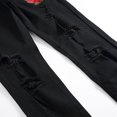 thumbnail image 4 of Hpapadks Jeans for Men Embroidered Rose Slim Legs Stretch Ripped Denim Pants Mens Jeans Black XXL, 4 of 6