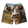 thumbnail image 2 of Honeii's Countryside Flower Cow Print Men's Casual Shorts with Drawstring，Swim Trunks Quick Dry Beach Shorts, 2 of 5