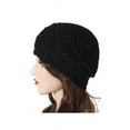 thumbnail image 3 of DLAPL Cotton Crochet Hat Handmade Knit Summer Slouchy Beanie Floral Skull Cap, Solid Black, 3 of 5