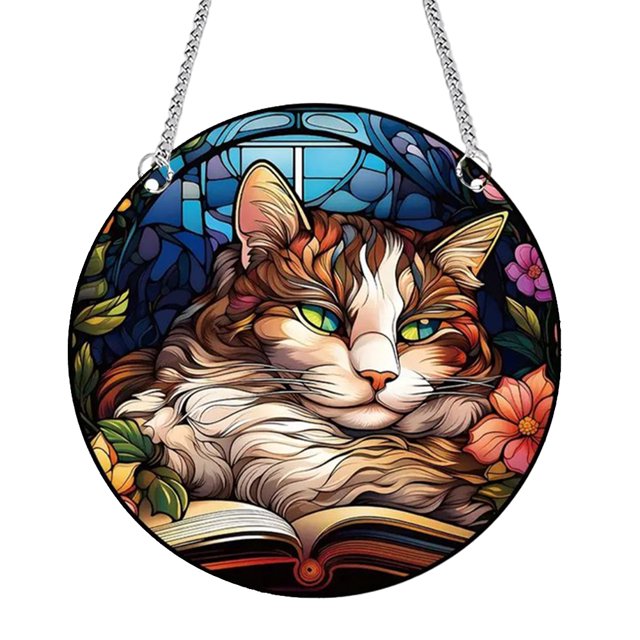 Panel Del Con Cadena Y Gancho Vitral Gato Acrílico