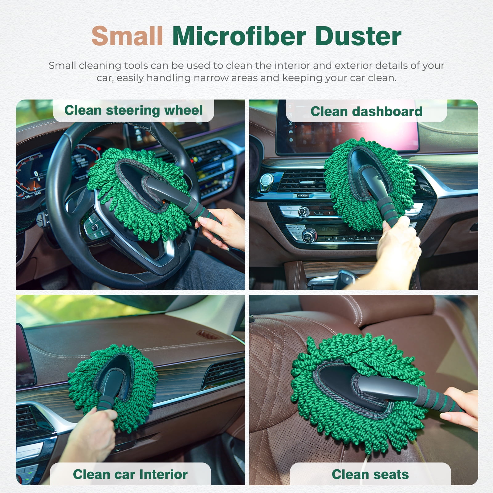 FLORICH Expandable Car Exterior Duster for Cleaning, Microfiber Interior Scratch-Free Dust Cleaning Brush, Duster for Car,Truck,RV and Motorcycle,Large Auto Mop Duster Head, Car cleaning kit