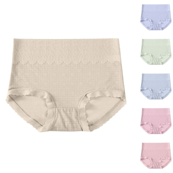 Agkizg Plus Size Womens Panties,Breathable Underwear for Women's Lace Abdomen Mid-rise Waist and Hip Lift Comfortable Body Breathable Underwear Briefs