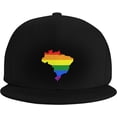 thumbnail image 2 of LGBT Flag Map of Brazil Snapback Hats for Men Women Baseball Cap Adjustable Flat Bill Sun Hat, 2 of 8
