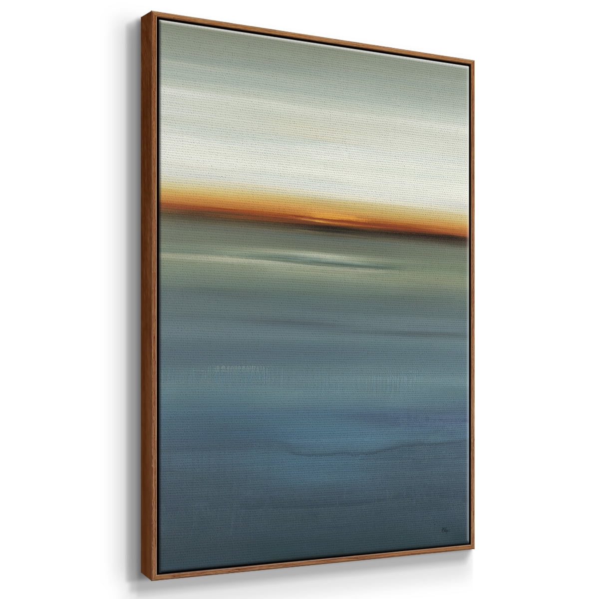 Beside the Blue I Framed Premium Gallery Wrapped Canvas - Ready to Hang - 17 x 25 - Walnut Floating Frame