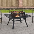 thumbnail image 1 of AmberCove Darius Square Firepit with Adjustable cooktop Grill, 1 of 8