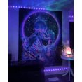 thumbnail image 4 of Tapiz de luz negra de calavera JAMW decoración de dormitorio psicodélico trippy reactivo UV Sencillez, 4 of 5