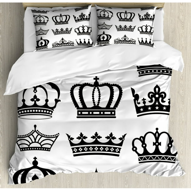 King Duvet Cover Set Symbol Of Royalty Crowns Tiaras For Reign Queen Prince Cartoon Desgin Decorative Bedding With Pillow Shams Dark Green Brown White By Ambesonne Com - King And Queen Crown Bedding King Duvet Cover Set Symbol Of Royalty Crowns Tiaras For Reign Queen Prince Cartoon Desgin Decorative Bedding With Pillow Shams Dark Green Brown White By Ambesonne Com - King And Queen Crown Bedding
