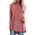 thumbnail image 1 of TSADFHJI Top S Hauts pour Femmes T-Shirts Décontractés Col Rond Raglan Pissenlit Manches Longues Blouse, 1 of 4