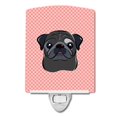 thumbnail image 1 of Carolines Treasures BB1263CNL Checkerboard Pink Black Pug Ceramic Night Light, 1 of 1