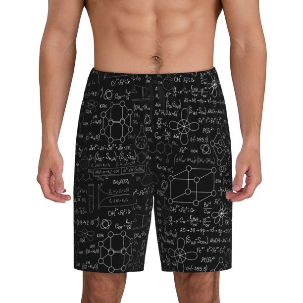 Balery Chemistry Formulas 3 Pantalones cortos de pijama de punto de algodón para hombre con cinturilla y bolsillos-3X-Large
