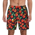 thumbnail image 2 of Picia Tomatoes pattern Mens Swim Trunks with Compression Liner Stretch Beach Shorts Quick Dry with Zipper Pockets No-Chafing Board Shorts-Medium, 2 of 9