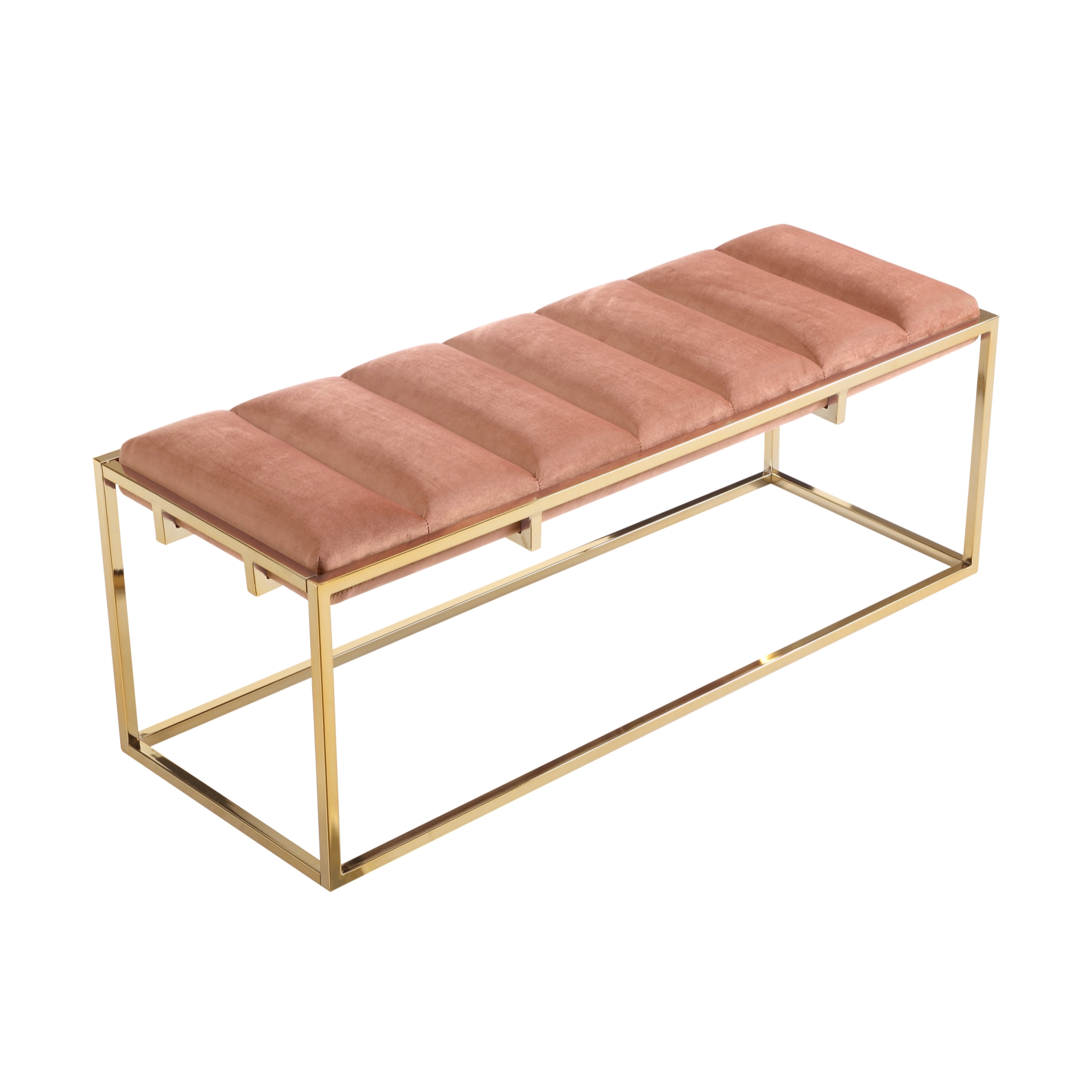 Nicole Miller New York Tristian Velvet Bench, Blush/Gold