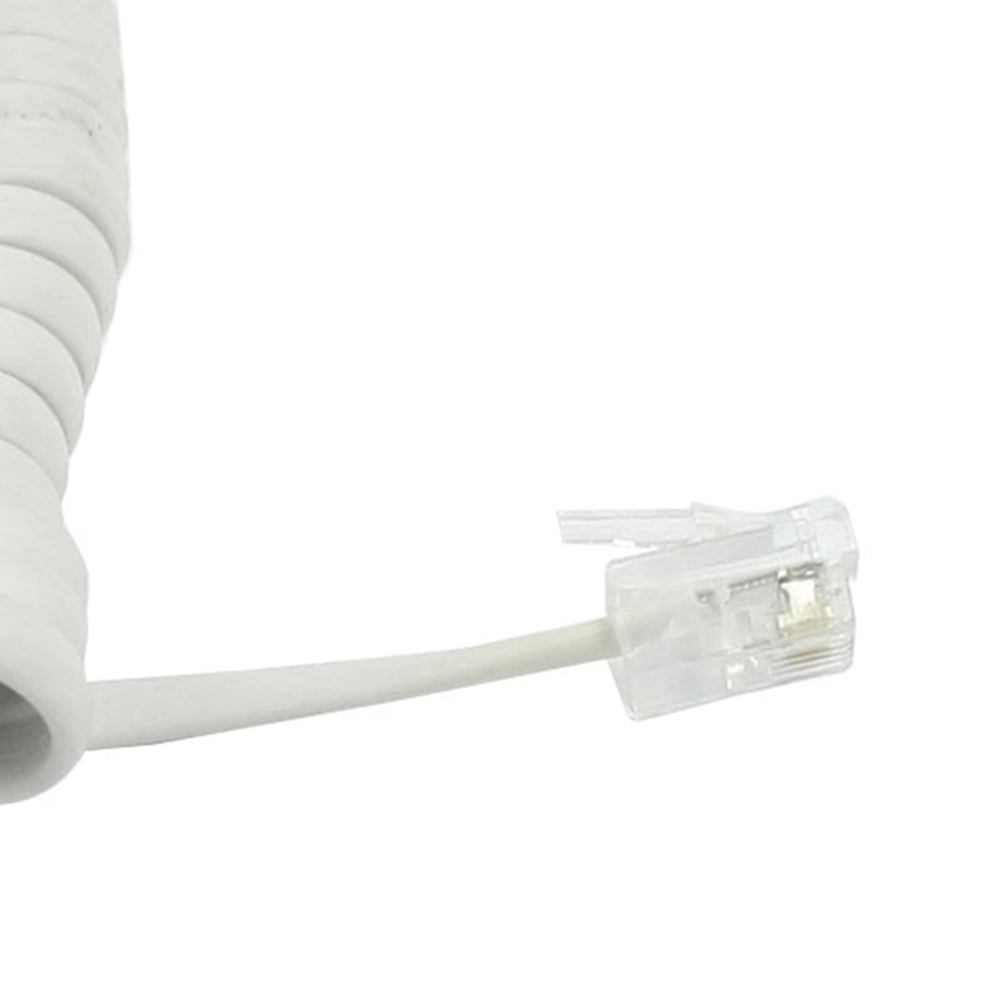 Unique Bargains 11' Long Coil Stretchy RJ9 4P4C Extension Telephone Cable White